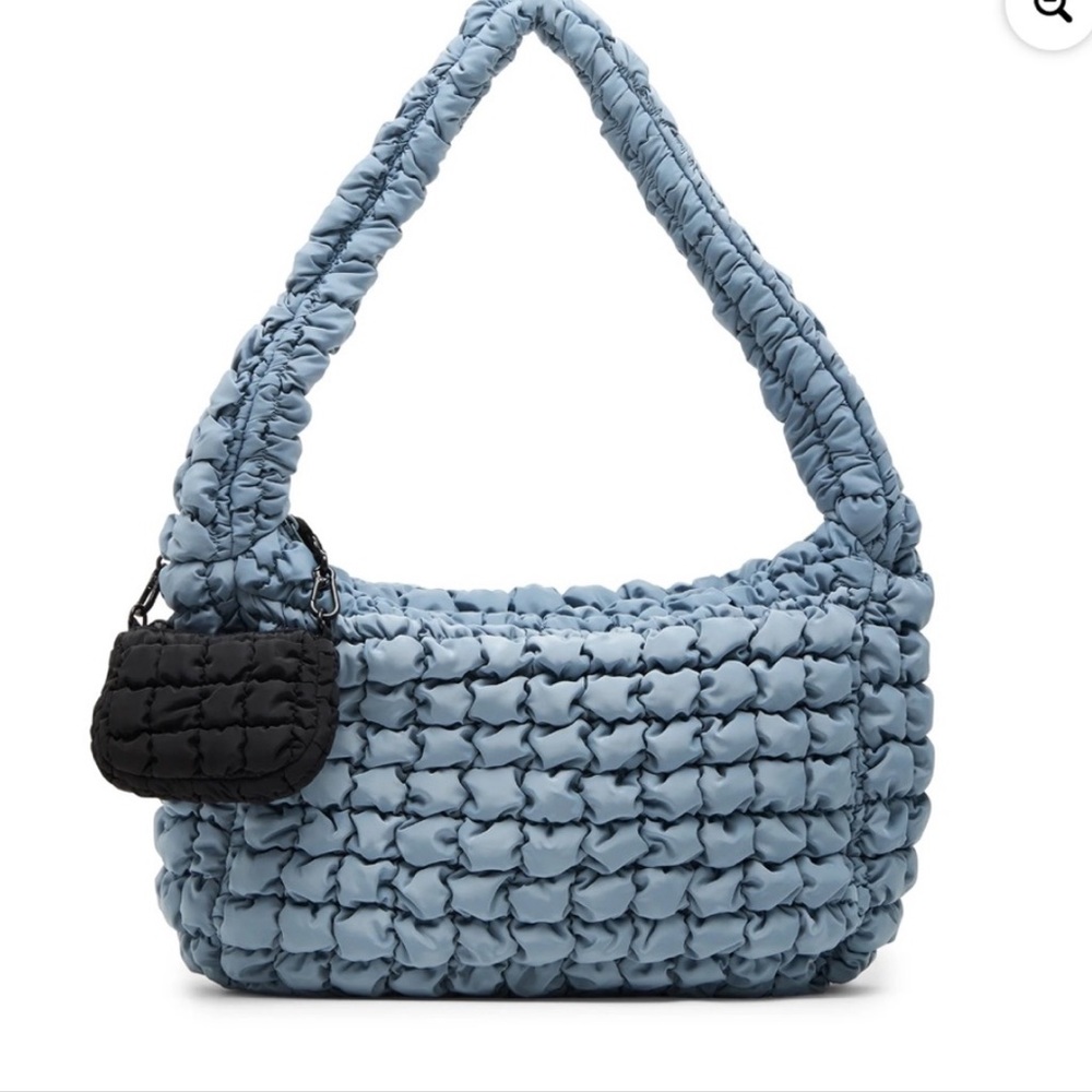 Quilted Puffy Hobo Silver Gray 
Shoulder Carryall Bag NWT - Picture 10 of 10